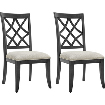 2 pièces, chaises de salle à manger rembourrées de style Mid-Century, couleur chêne foncé, 2 pièces en bois massif, sièges confortables