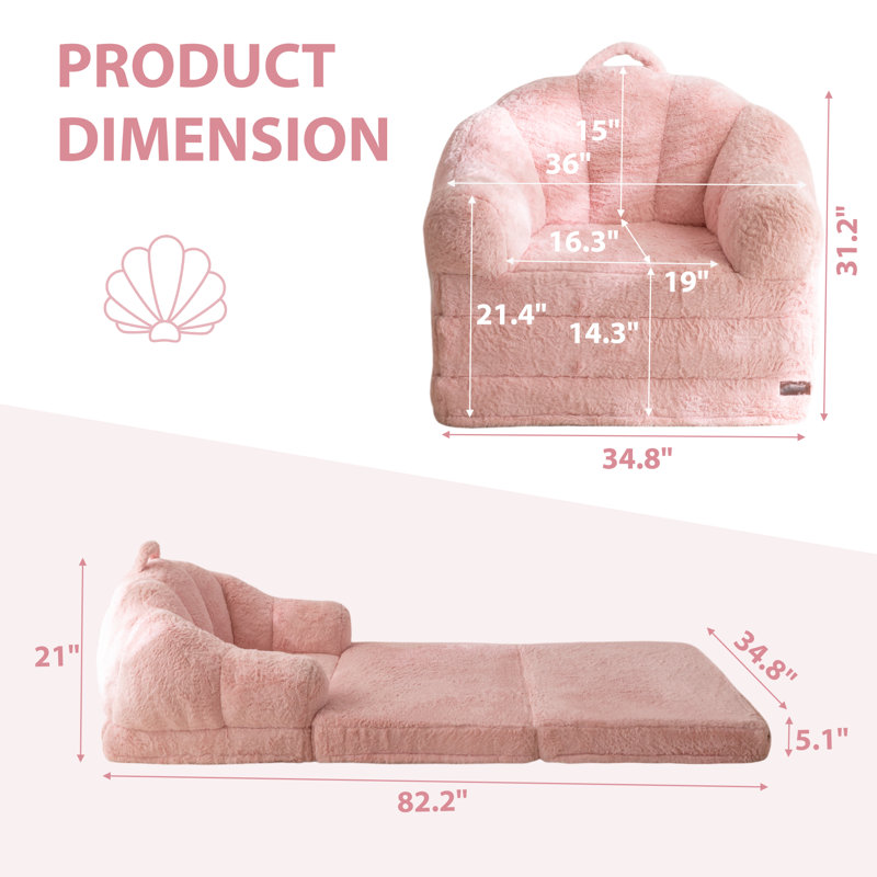 Canapé-lit 2 en 1 convertible en méridienne Comfy Bean Bag, Simple, Rose