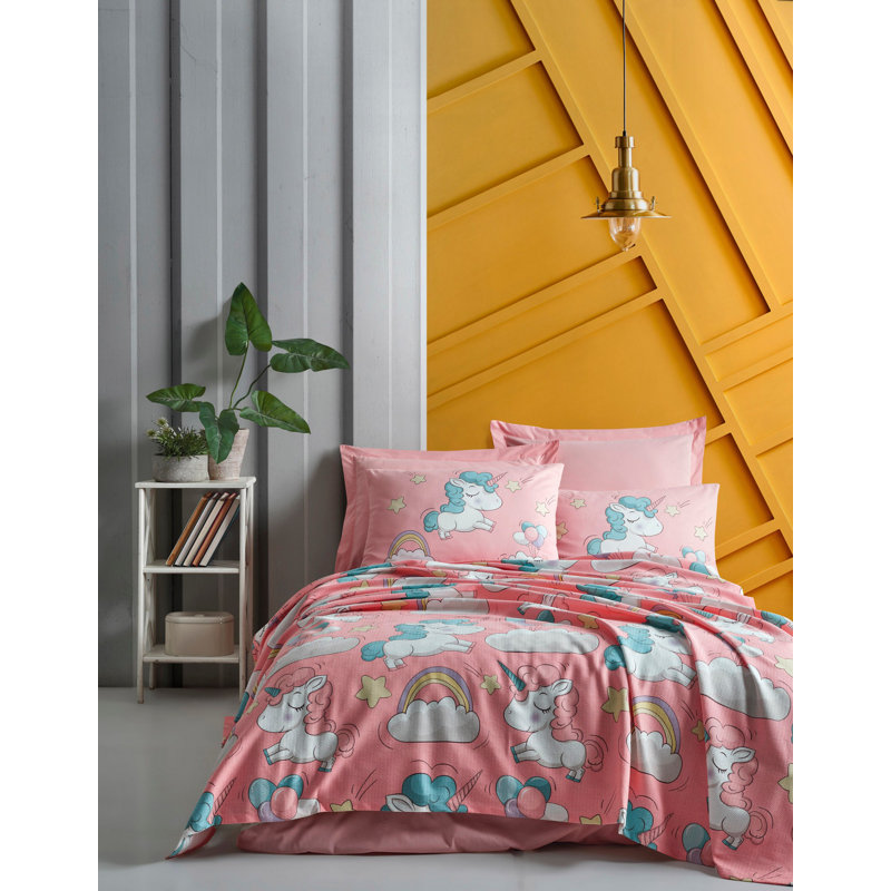 Nickson Cotton Wildlife Quilt with Pillowcases, 240 x 220 cm Quilt + 2 Standard Pillowcases