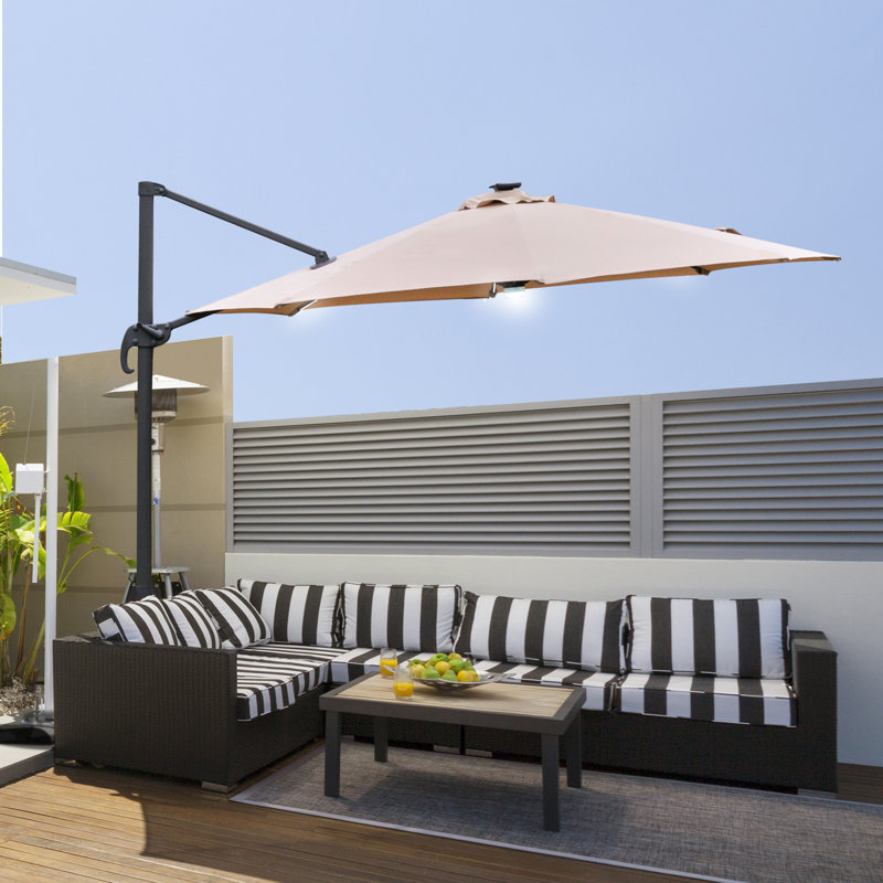 2.96cm Lighted Tilt Market Parasol, Brown