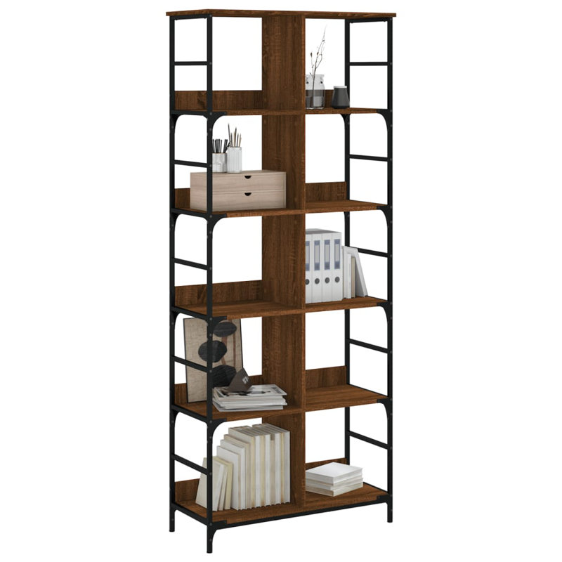 vidaXL Bookshelf Engineered Wood Tall Bookshelf Rectangular, Brown Oak