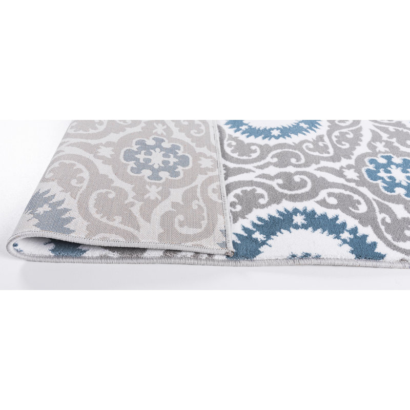 Tapis gris clair / bleu Shreffler, Rectangle 2 pi 2 po x 3 pi
