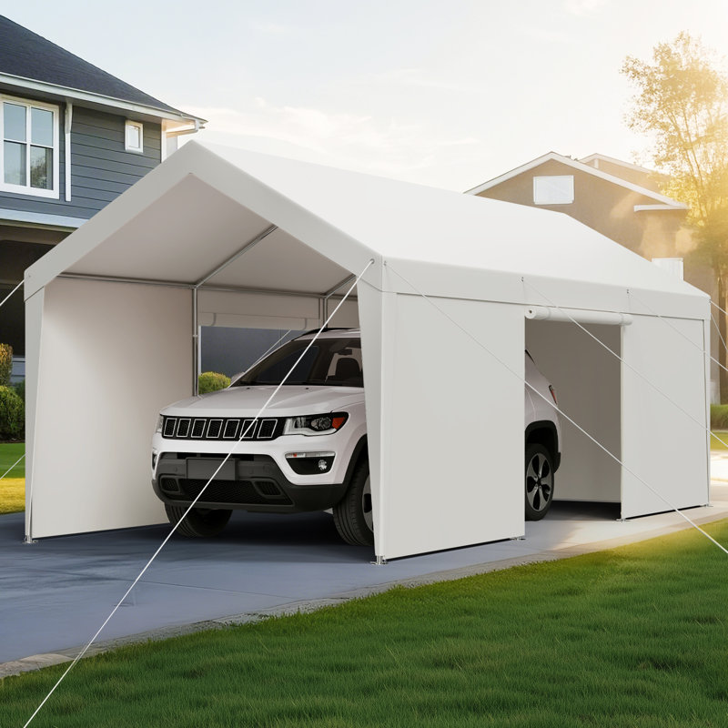 Carport Car Canopy 10x20FT Heavy Duty Outdoor Car Shelter with Sidewalls Grey