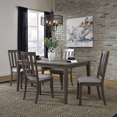 Carlson 4 Person Rectangular Dining Table Set w/ Slat Back Side Chairs