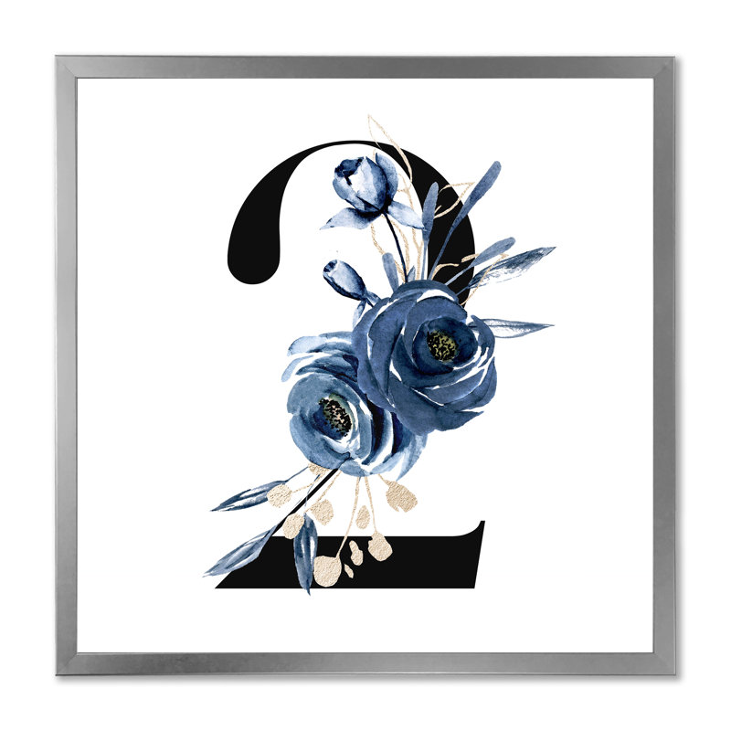 "Floral Art Design With Number Two II", reproduction d'art sur toile traditionnelle, H 36 po x l 36 po x P 1 po