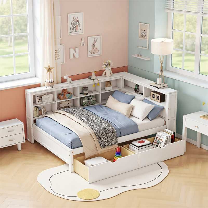 Elegant Wooden Full Size Daybed With 2 Drawers – Daybed With Storage Shelf And USB Charging Ports For Ultimate Comfort And Style, White