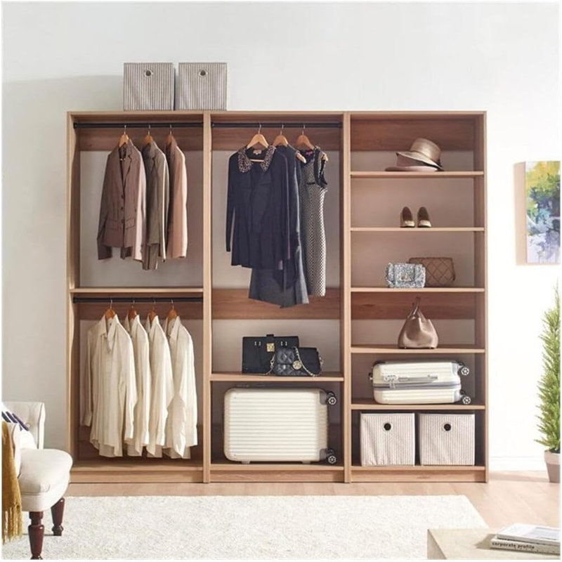 Oak Freestanding Walk in Wood Closet System for Stylish Closet Room Storage