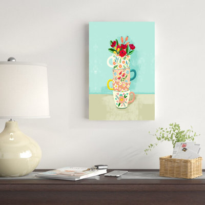 " Floral Pattern Teacup Stack " Painting Print