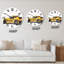 Horloge murale jaune avec voiture de sport jaune et son ombre I-936315825