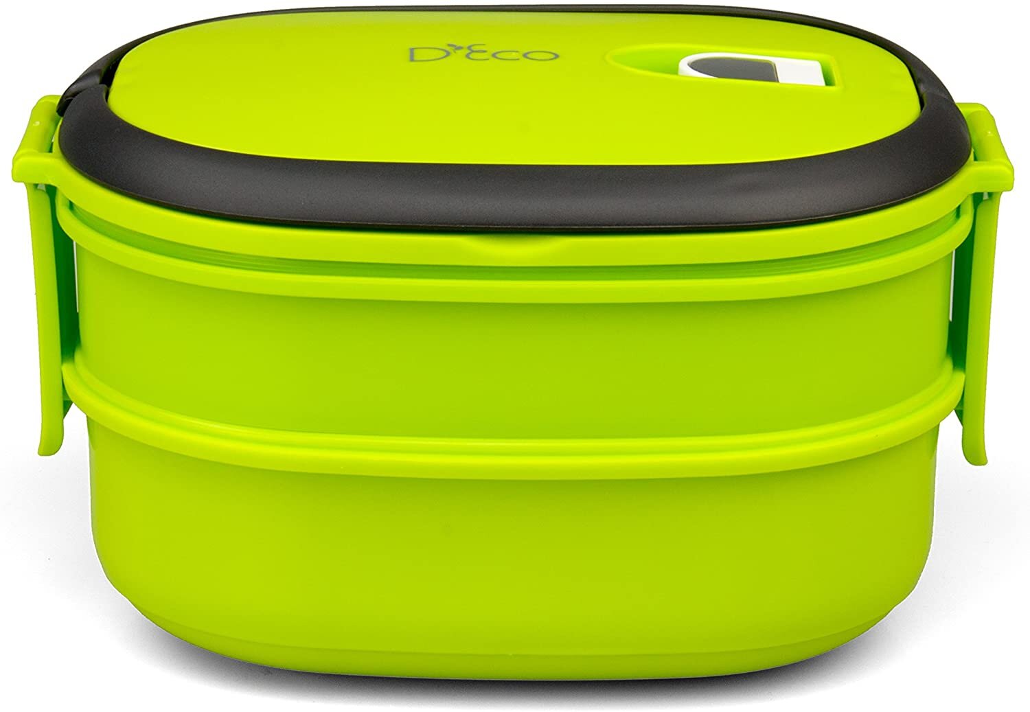 Deco Microwavable Lunch Box- Stacking Two Tier Tiffin with Vacuum Seal Lid  with carrying handles- BPA Free