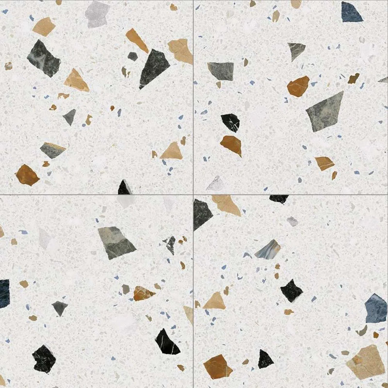 Carreau de porcelaine pour plancher et mur 24 po x 24 po Terrazzo, Blanc multi