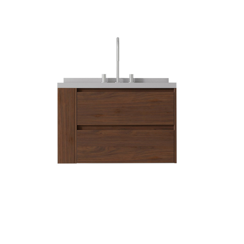 Meuble-lavabo flottant 30 po avec lavabo et tiroir à fermeture en douceur, Brun, 30"