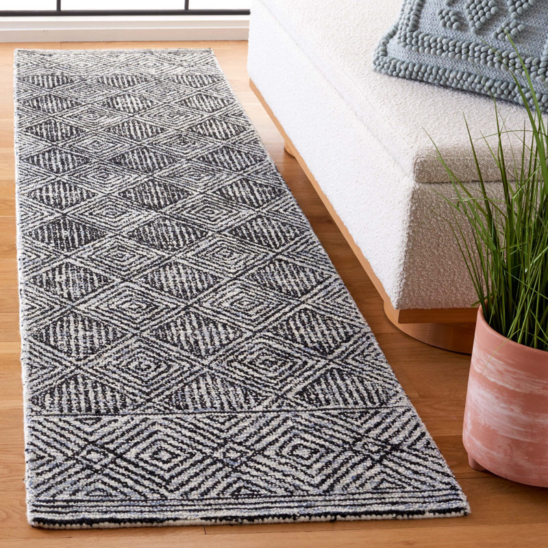 Kaitlee Hand Tufted Wool Pile Geometric Rug, Runner 2'3" x 9'
