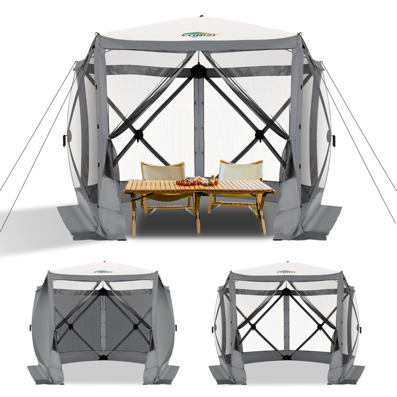 Pop Up Gazebo Screen Tent Screen House for Camping, 10x10 Screen Room with Mosquito Netting, Grey