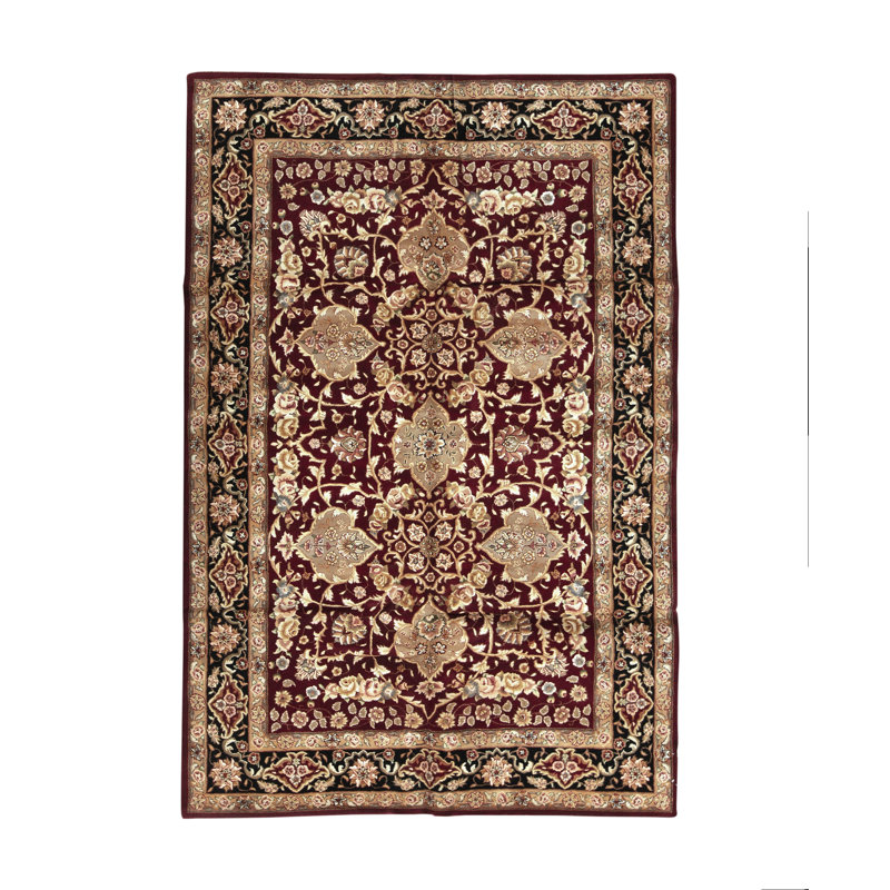 Hand-Knotted High-Quality Wine and Black Area Rug
