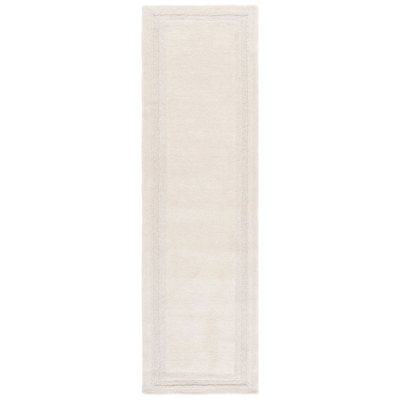 Sopheia Hand Tufted Wool Cotton Solid Color Rug in Ivory, Runner 2'3" x 8'