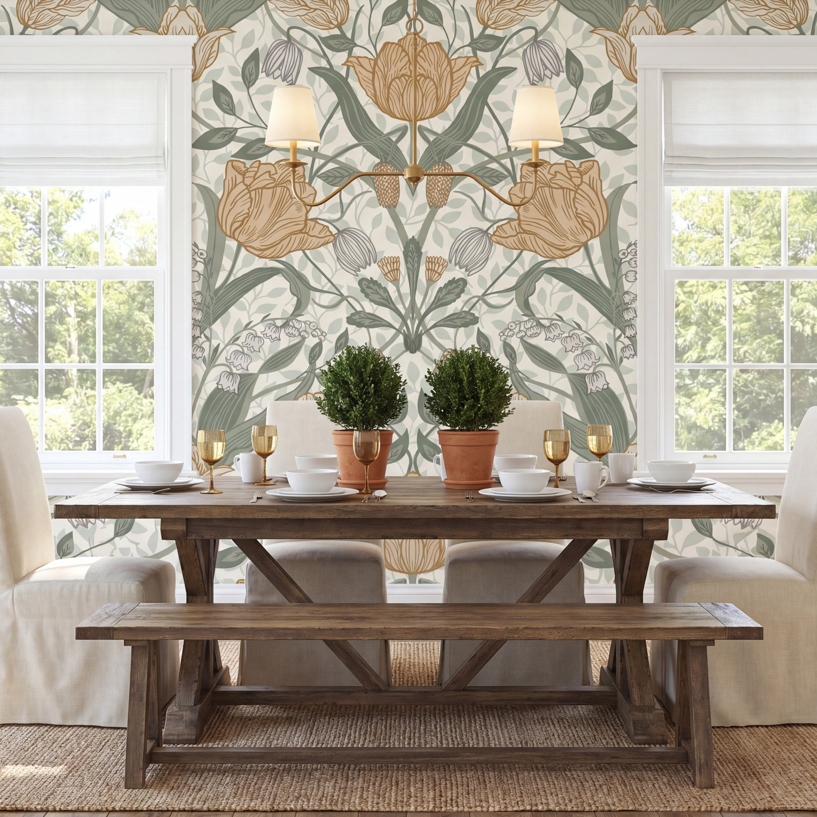 Orelia Wallpaper Roll, Green, 33' L x 20.5" W