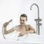 Robinet de baignoire entièrement en métal - douche à main, nickel brossé, robinet en nickel à finition grattée avec rouille de douche, boyau de 59 po, laiton massif
