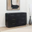 Commode large Robeck, 7 tiroirs, noir 64 po, poignées en métal argenté