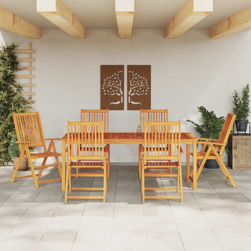 6 - Person Acacia Wood Patio Dining Set with Rectangular Table