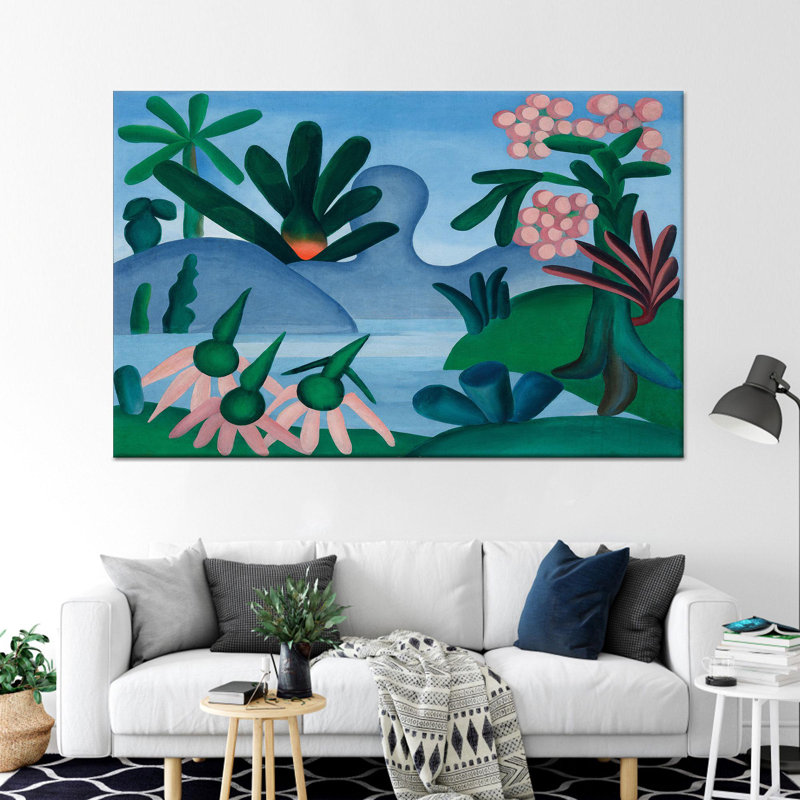 Toile imprimée: art mural abstrait bleu et vert moderne, toiles à cadre doré 1P, 47,3 po H x 67 po l