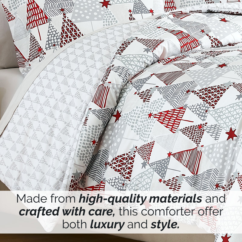 Merry and Bright Oversized Reversible Holiday Bedding Down Alternative Comforter Set with shams