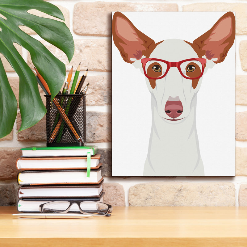 «Ibizan Hound Porter Hipster Glasses» par Furbaby Affiliates, art mural sur toile, H 16 po x l 12 po x P 0,75 po