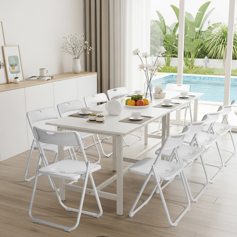 Ensemble de chaises pliantes en métal blanc pour patio (ensemble de 10), Blanc