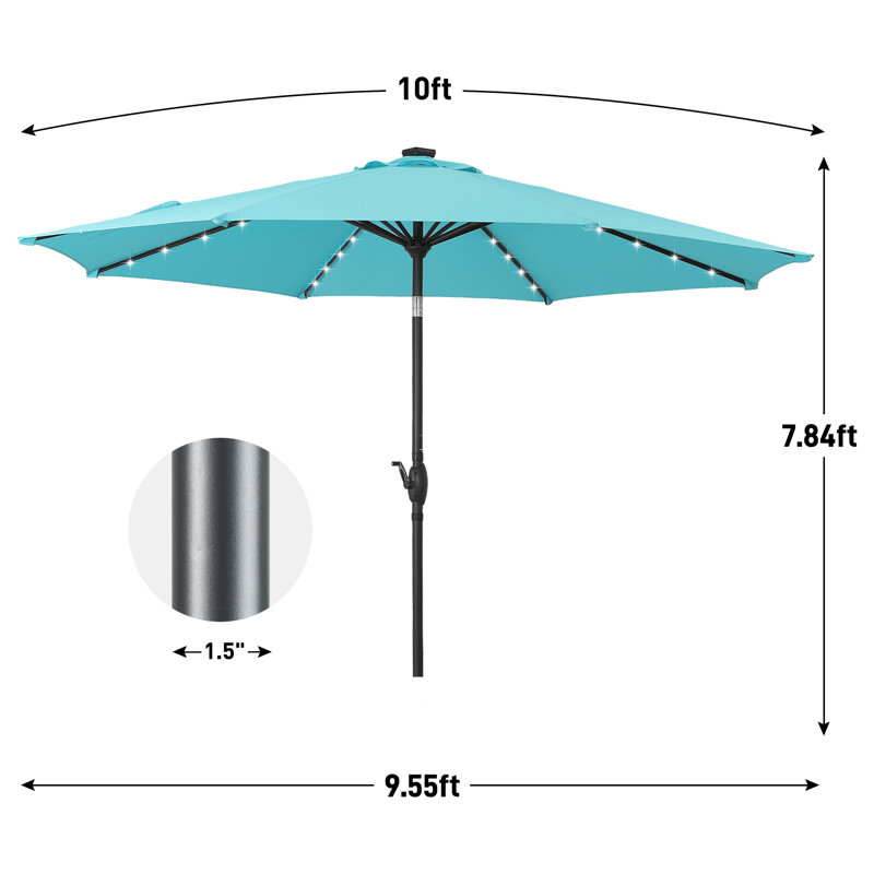 Parasol de plage éclairé 10 pi Joice, Bleu