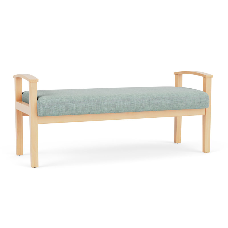 Banc en bois massif Amherst, Naturel, Chambray écume de mer