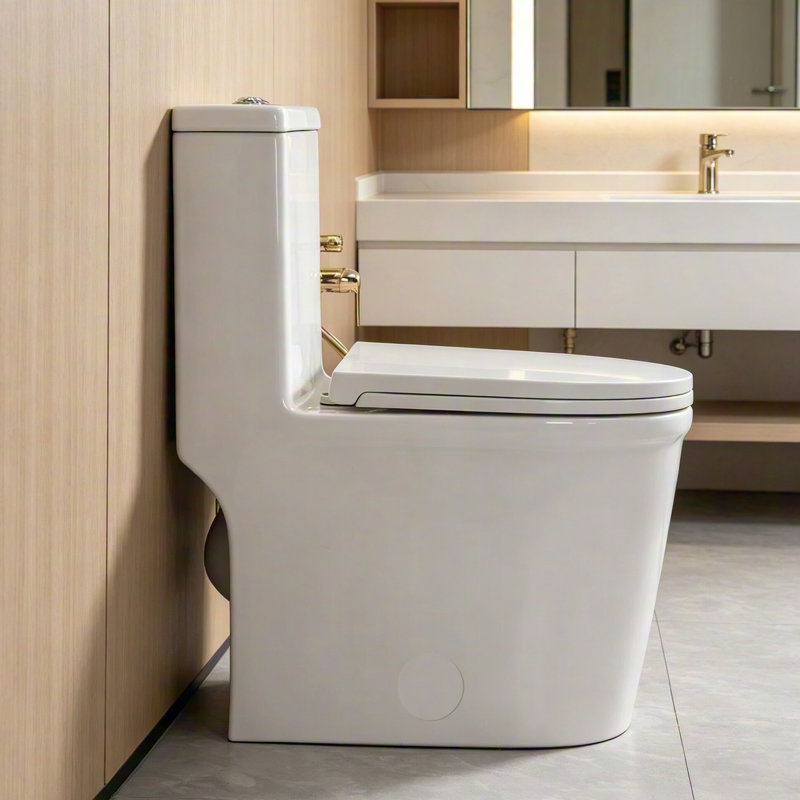 Yingze 23" Compact Short Depth One Piece Toilet, White, Dual Flush 1.1/1.6 GPF Water Saving, Quick Release Soft Close UF Seat for Small Bathrooms 