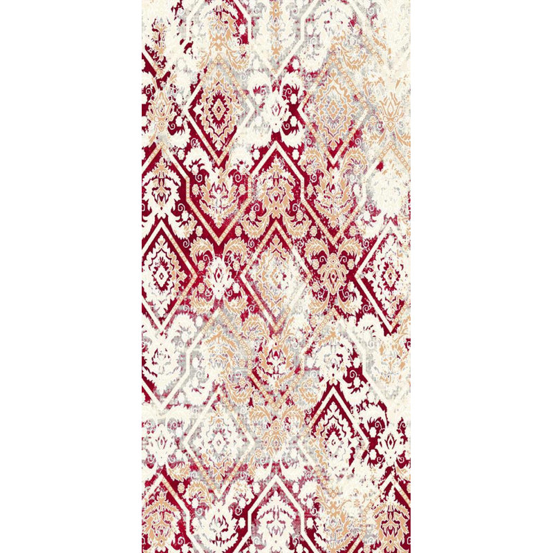 Motif géométrique rouge/blanc touffeté tapis décoratif Bester, Rectangle 6 pi 7 po x 9 pi 6 po