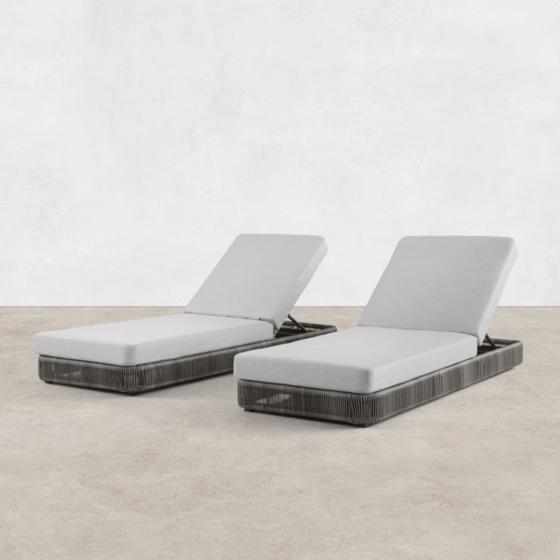 Tenby Poveromo Outdoor Metal Chaise Lounge, Stone Gray