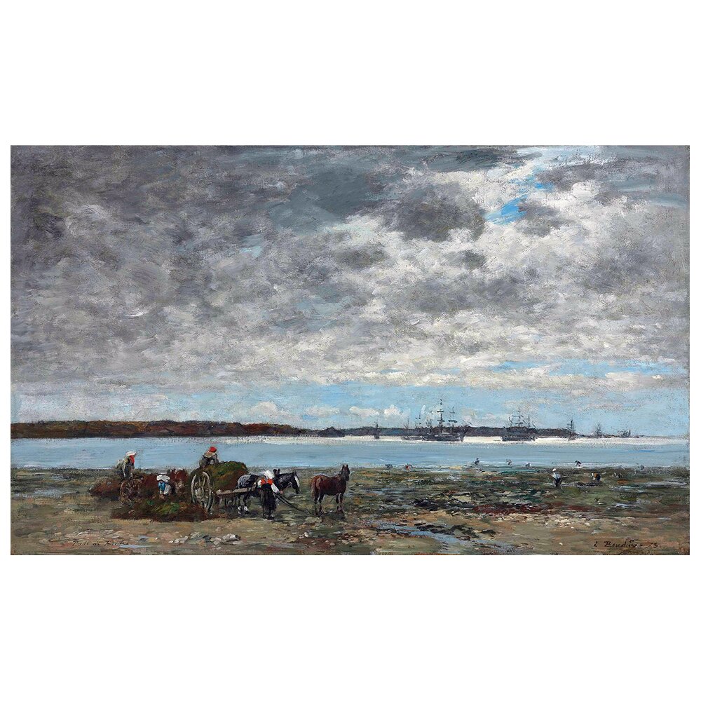 Gerahmtes Leinwandbild Brest La Rade Recolte Du Varech von Eugène Boudin