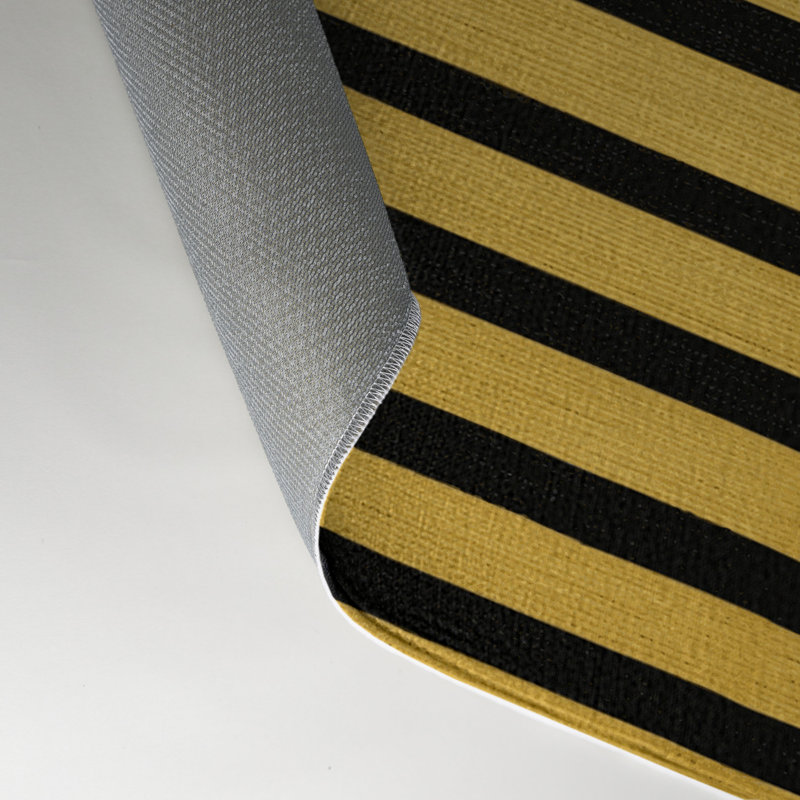Tapis intérieur / extérieur brun HorizontalStripes, Rectangle 5 pi x 7 pi