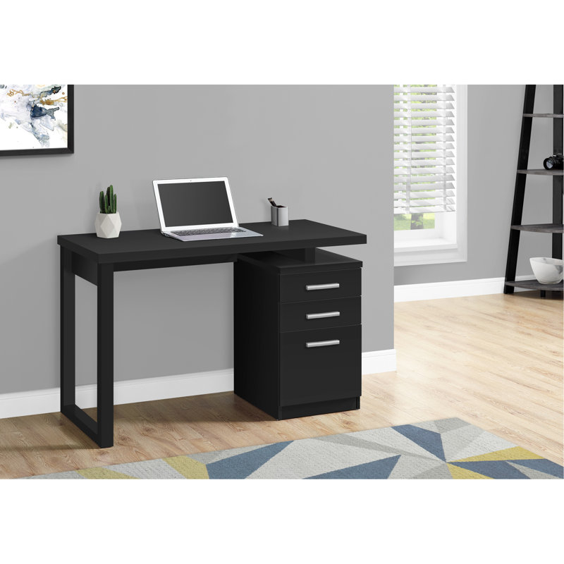 Computer Desk, Home Office, Laptop, Left, Right Set-Up, Storage Drawers, 48"L, Work, Black Laminate, Contemporary, Modern
