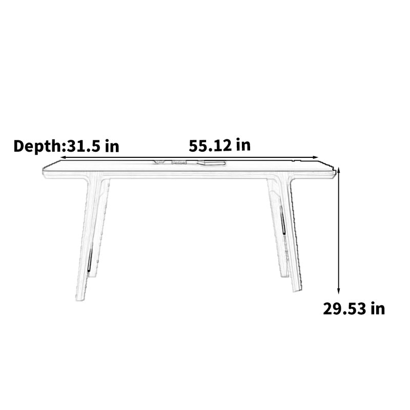 Modern simple rectangular matte white rock table, 29.53"H x 55.12"L x 31.50"W