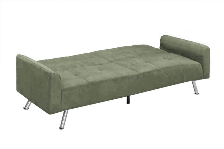 Puzzle 78.1'' Upholstered Sofa, Sage Microfiber, Chrome