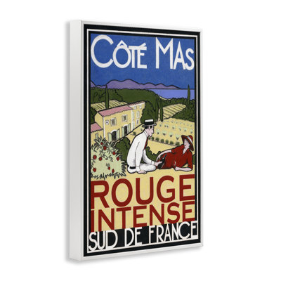Affiche antique de vin rouge encadrée, art par Jean-Pierre Got