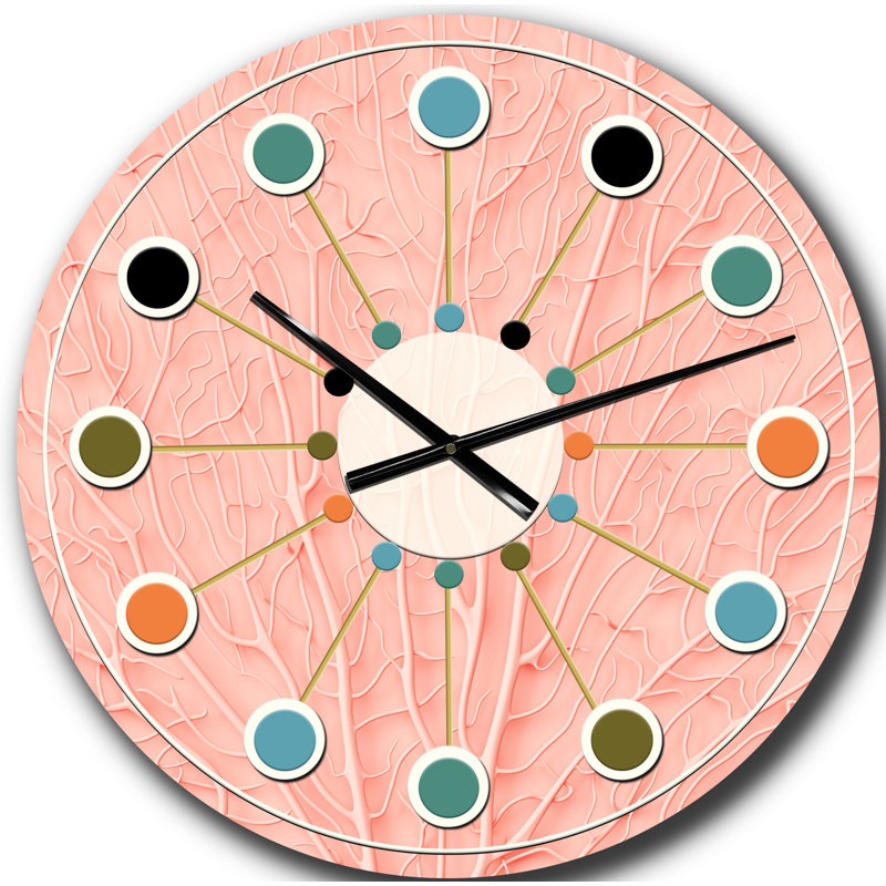 Horloge murale Living Coral - Mid-Century moderne rose, Surdimensionné