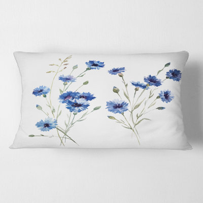 Housse et insert de coussin rectangulaire Cornflowers with Leaves III