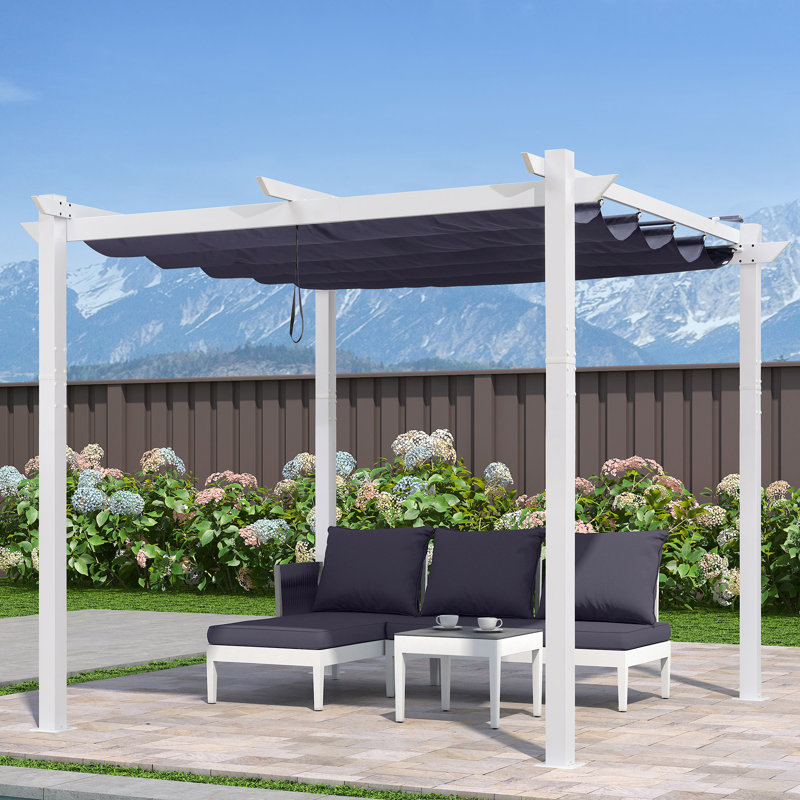 10 Ft. W X 10 Ft. D Aluminium Pergola with Canopy, Navy Blue