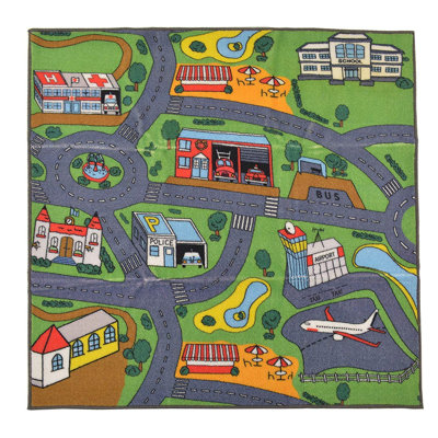 Tapis gris / vert / rouge touffeté Stimpson