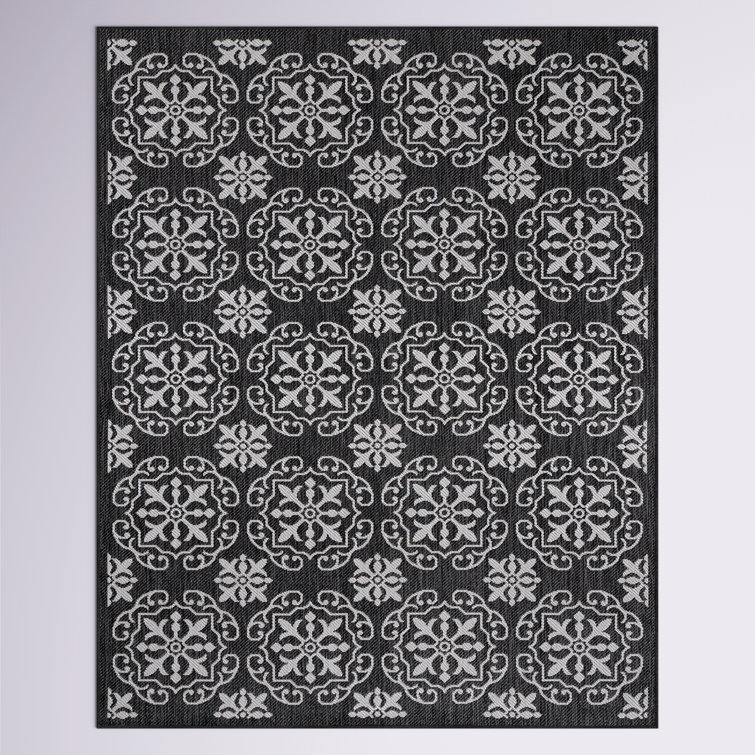 Andelija Geometric Black/Gray Indoor & Outdoor Area Rug