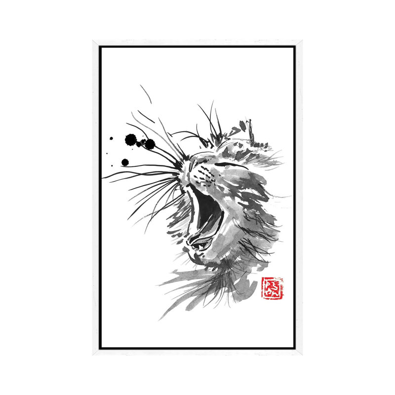 Meaow by Péchane - Print on Canvas, 152.5 cm H x 101.5 cm W, White Framed