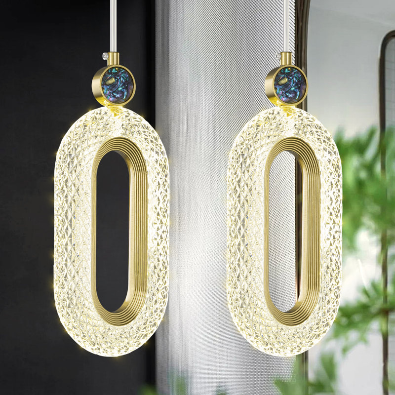 Suspension DEL dorée moderne Laronica 2 pour îlot de cuisine, 2