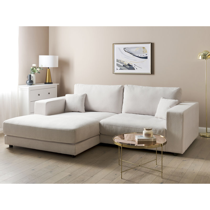 Anayla 3 Seater Corner Sofa , White, Right Hand Facing