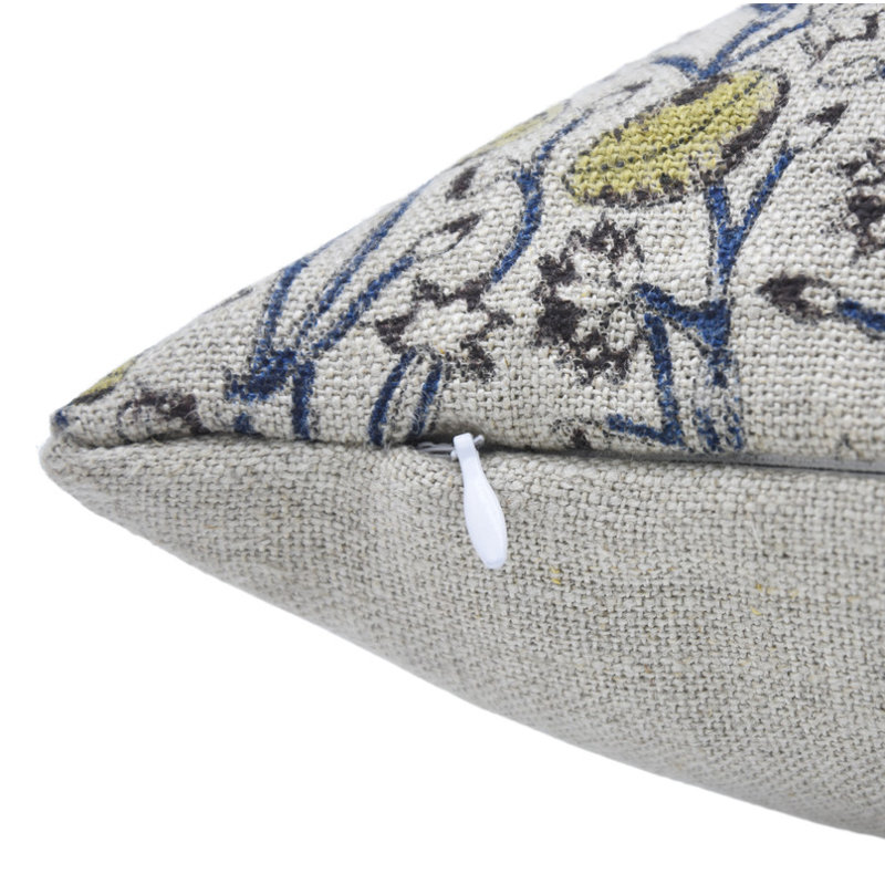 Linen Pillow Cover, 14"H x 14"W, Square, Pishta Floral