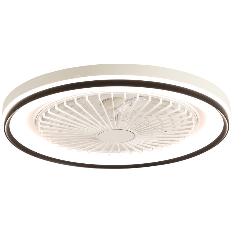 19" 7-Blade White Modern Ceiling Fan with Dimmable Color Changing LED and Remote Control