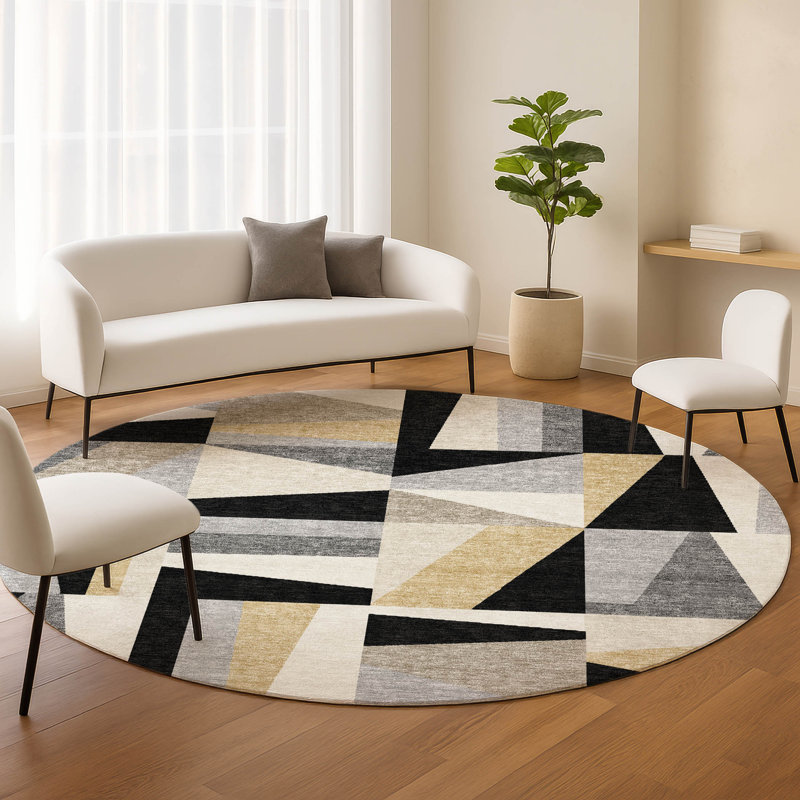 Machine Washable Indoor/Outdoor Chantille ACN2327 Geometric Rug, Round 8'